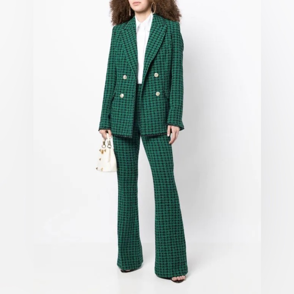 NEW Rebecca Vallance Becca checked tailored trousers Sz 6 Black & Green Tweed